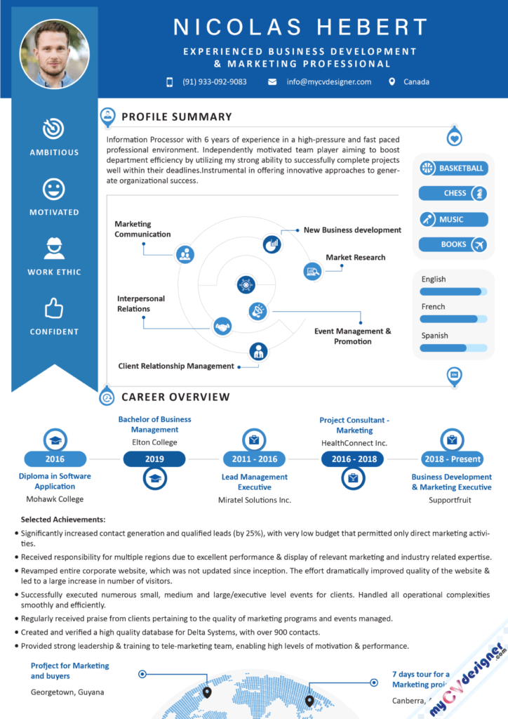 Business Development and Marketing Infographic Resume Template