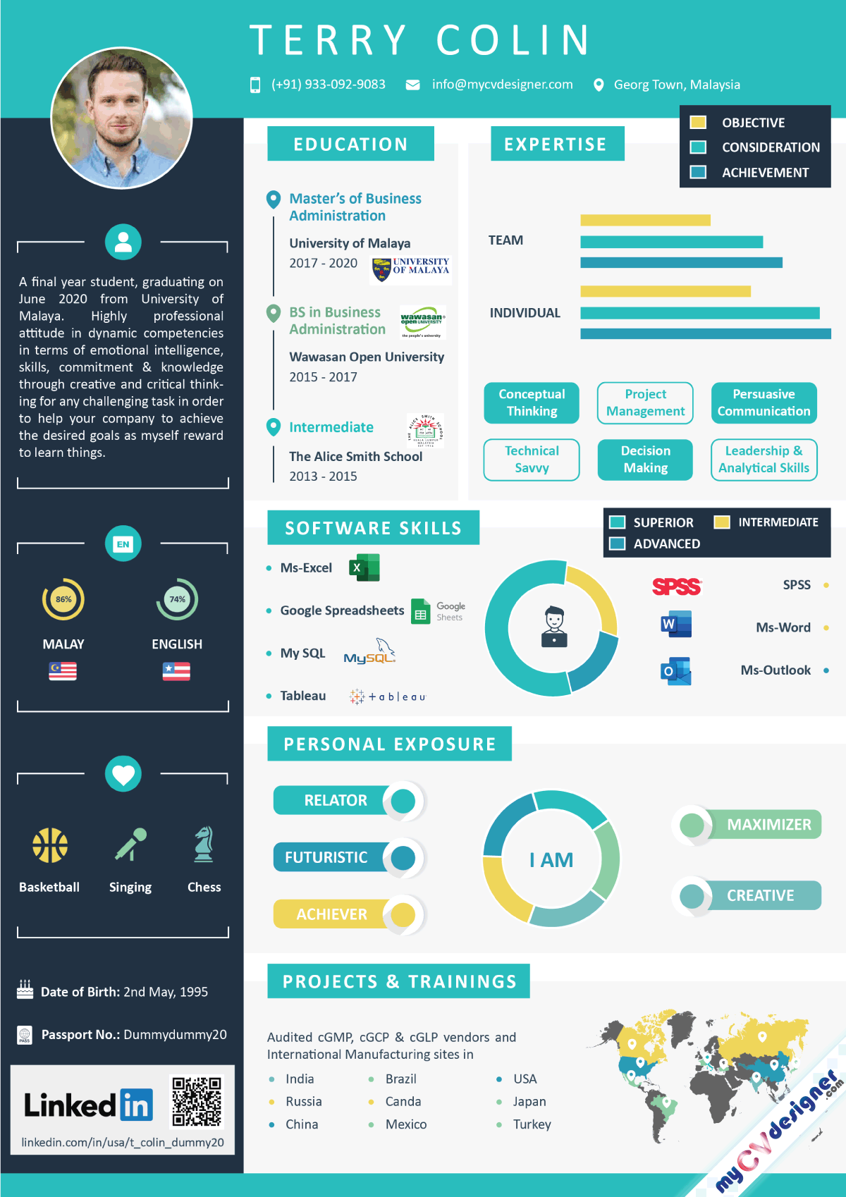 Fresher Infographic Resume Template