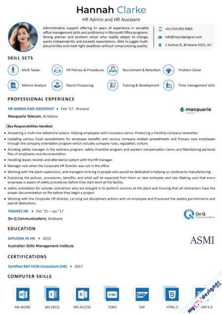 HR Assistant Visual Resume Example