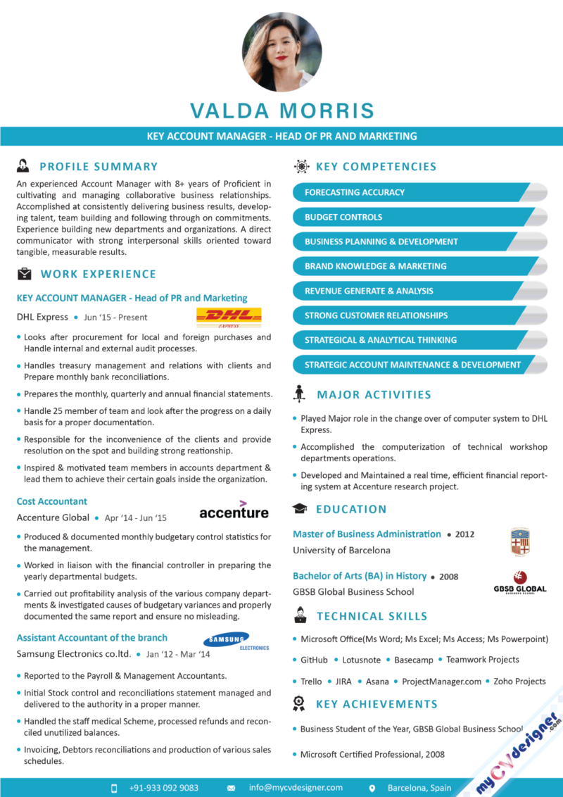 Account Manager Visual Resume Example