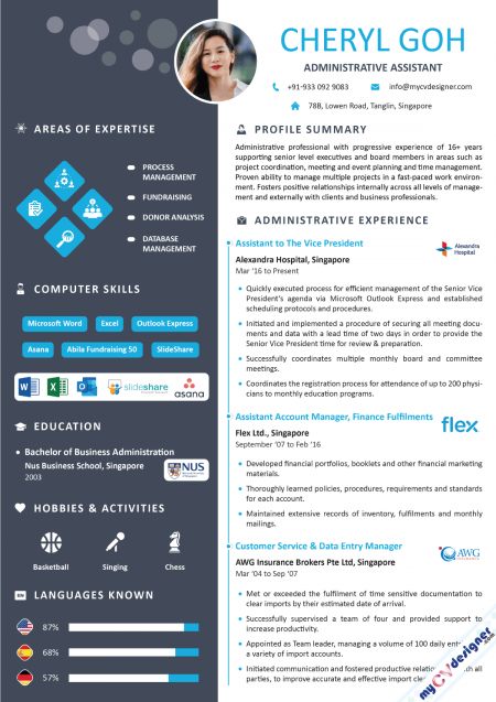 Administrative Assistant Infographic Resume Sample