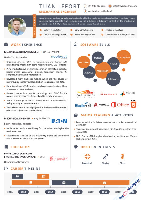 Mechanical Engineer Infographic Resume Sample