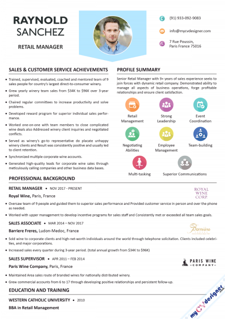 Retail Management Visual Resume Template